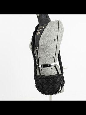 NWOT Adjustable Draped Strap Small Black Quilted Crossbody Bag